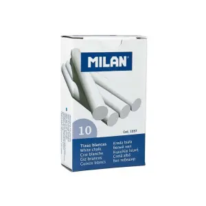 Milan Pack de 10 Tizas Redondas Color Blanco Sin Caseína