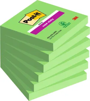 Post-it Super Sticky Notas Adhesivas Reposicionables 76x76mm Color Verde PEFC 90 Unidades