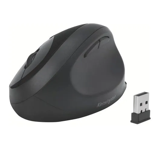 Kensington Ratón Pro Fit Ergonómico Vertical Inalámbrico Pilas 800/1200/1600 Ppp Diestro 6 Botones Negro