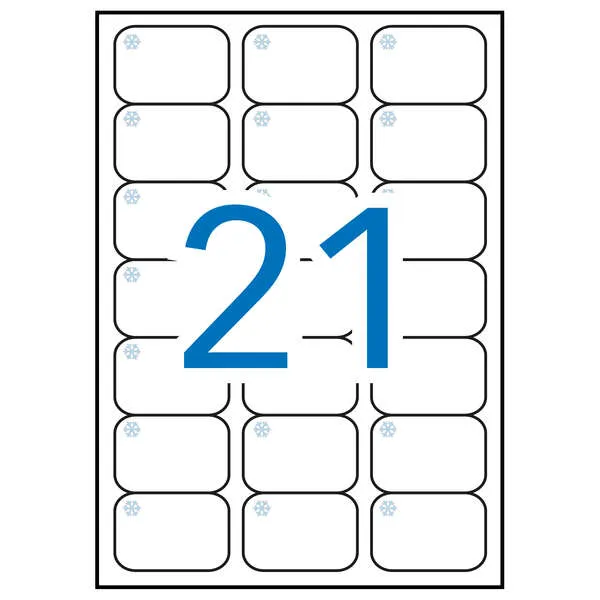 Apli Pack De 210 Etiquetas Especiales Para Congelar 63.5X38.1Mm - 10 Hojas Por 21 Etiquetas - Adhesivo Removible - Cantos Romos - Color Blanco