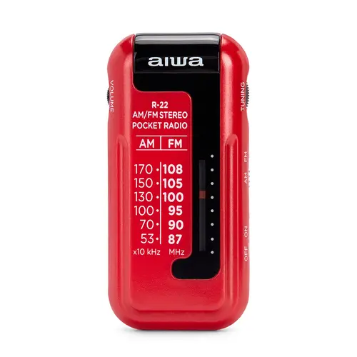 Aiwa Radio Analógica Mini R-22RD AM/FM Hyperbass Color Rojo
