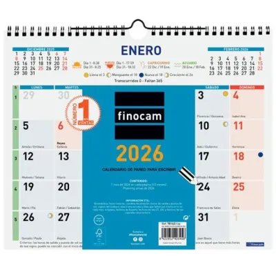 Finocam Calendario De Pared Números Grandes M-300X247mm MV Color 2026