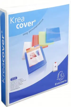 Exacompta Carpeta 4 Anillas Mixtas 30mm KreaCover Forrada PP A4+ Personalizable Blanco
