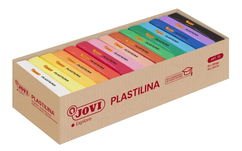 Jovi Expositor De 15 Pastillas De Plastilina 350Gr - Muy Moldeable - No Se Seca - Color Surtido
