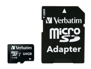 VERBATIM MICRO SDHC 64GB CLASE 10 C/ADAPTADOR