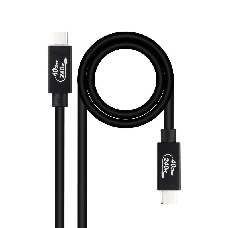 Nanocable Cable USB 4 Gen 3x2 40Gbps 5A/240W USB-C a USB-C 1m Negro