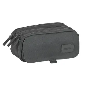 Safta Portatodo Gris 3 Compartimentos con Cremalleras y Cinta Adaptable 215x80x100mm