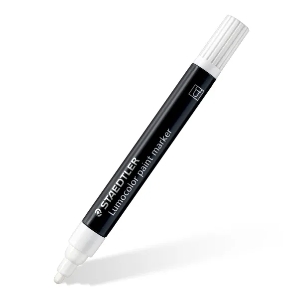 Staedtler Lumocolor 349 Marcador Acrilico Permanente - Trazo 2.4 Mm Aprox. - Tinta Base De Agua - Color Blanco