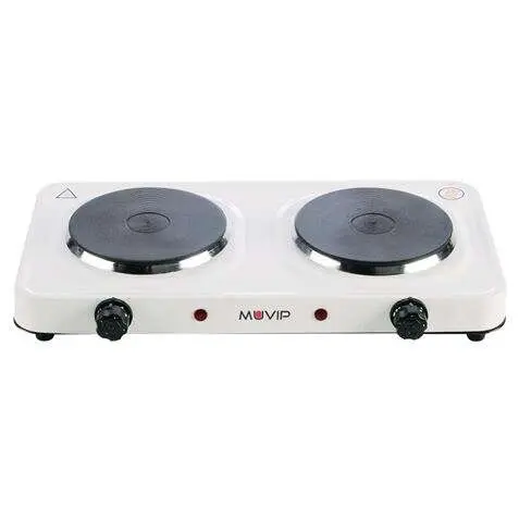 Muvip Cocina Eléctrica 2 Placas 2000W con Termostato y 5 Niveles de Potencia