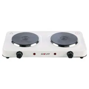 Muvip Cocina Eléctrica 2 Placas 2000W con Termostato y 5 Niveles de Potencia