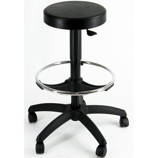 Unisit Taburete Esos Giratorio Regulable C/Reposapiés Poliuretano Negro
