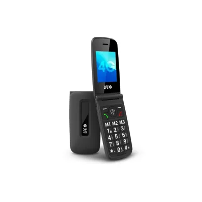 SPC Titan 2 Teléfono Móvil 4G para Mayores con Tapa, Pantalla 2.4", Teclas XL, Timbre 104 dB, Botón SOS, Resistencia IP44, Color Negro