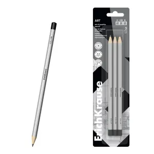 ErichKrause Art Pack de 3 Lápices de Grafito - Durezas H, HB y B - Cuerpo Hexagonal
