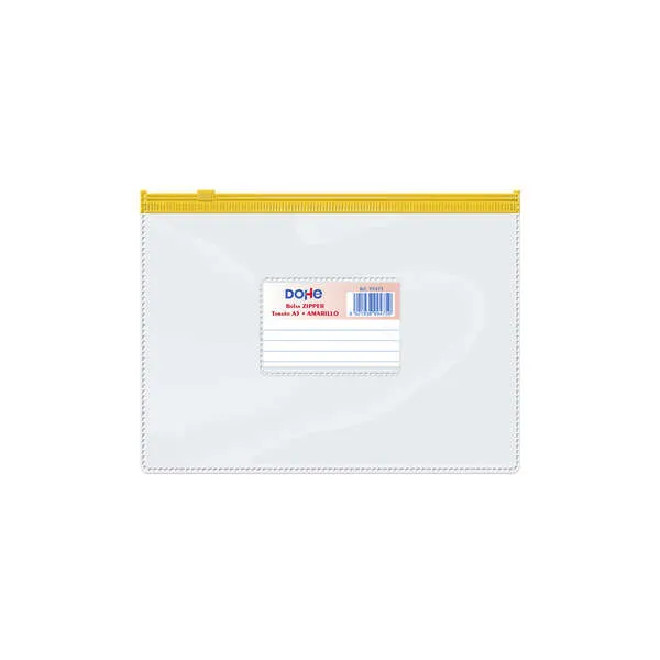 Dohe Bolsa Zipper Apaisada Pvc Transparente 150 Micras - Tamaño A5 - Apertura Superior - Cierre Zip Hermetico