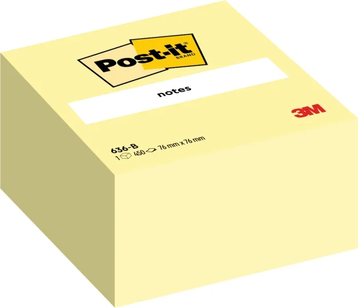 Post-It Cubo De 450 Notas Adhesivas Reposicionables - Forma Cuadrada - 76X76Mm - Color Amarillo Claro