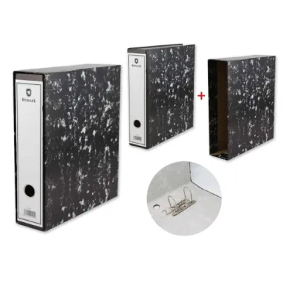 Bismark Archivador A-Z Jaspeado A4 Con Funda - Lomo 75Mm - Carton Forrado - Tarjetero En El Lomo - Mecanismo De Palanca - Color Negro Jaspeado