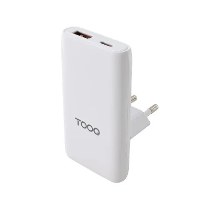 TooQ Cargador Pared GAN USB-C/PD + USB-A/QC 65W