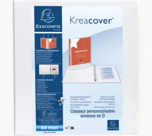 Exacompta Carpeta 2 Anillas Mixtas 60mm KreaCover Forrada PP A4+ Personalizable Blanco