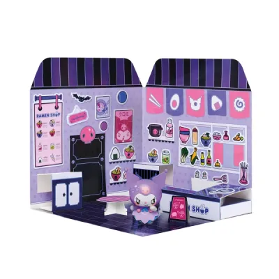 Comansi Kuromi Ramen Shop Sticker House - Incluye Figura y Stickers Lavables