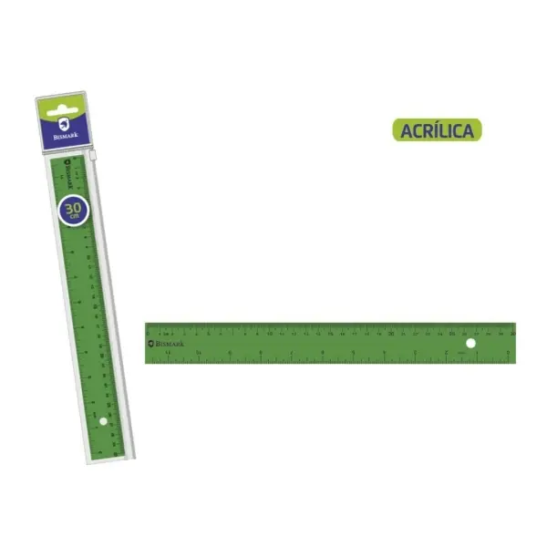 Bismark Regla Acrílica 30cm con Funda y Cierre Color Verde - Alta Calidad