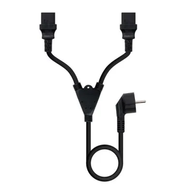 Nanocable Cable de Alimentación CEE7 Macho a 2x C-13 Hembra 1.80m Negro