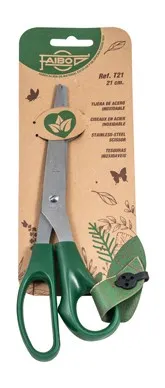 Faibo Tijeras Asimétricas 21cm Mango Plástico Verde Oscuro