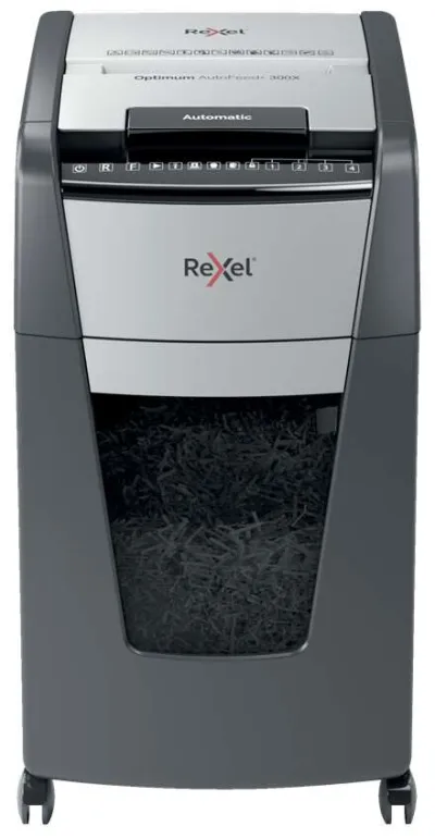 Rexel Optimum AutoFeed 300X Destructora Automática P-4, Alimentación 300 Hojas, Papelera 34L, Gris/Plata
