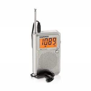 Daewoo Radio AM/FM con Pantalla Digital, Jack 3.5mm y Antena Telescópica - Gris