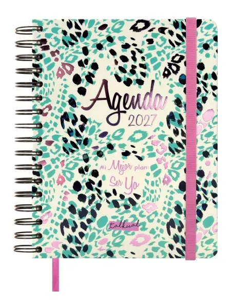 Finocam Talkual Plan Agenda Anual 2027, 1 Día por Página, 155x217mm, Espiral Doble, Tapa Dura, Goma Elástica