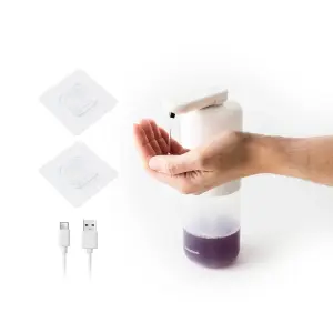 Innovagoods Bitesap Dipensador de Jabon Liquido Automatico - Bateria 1200mAh - Deposito de 350ml - IPX5 - Recargable - Sistema Antigoteo - 11x21.5x6.5cm - Color Blanco