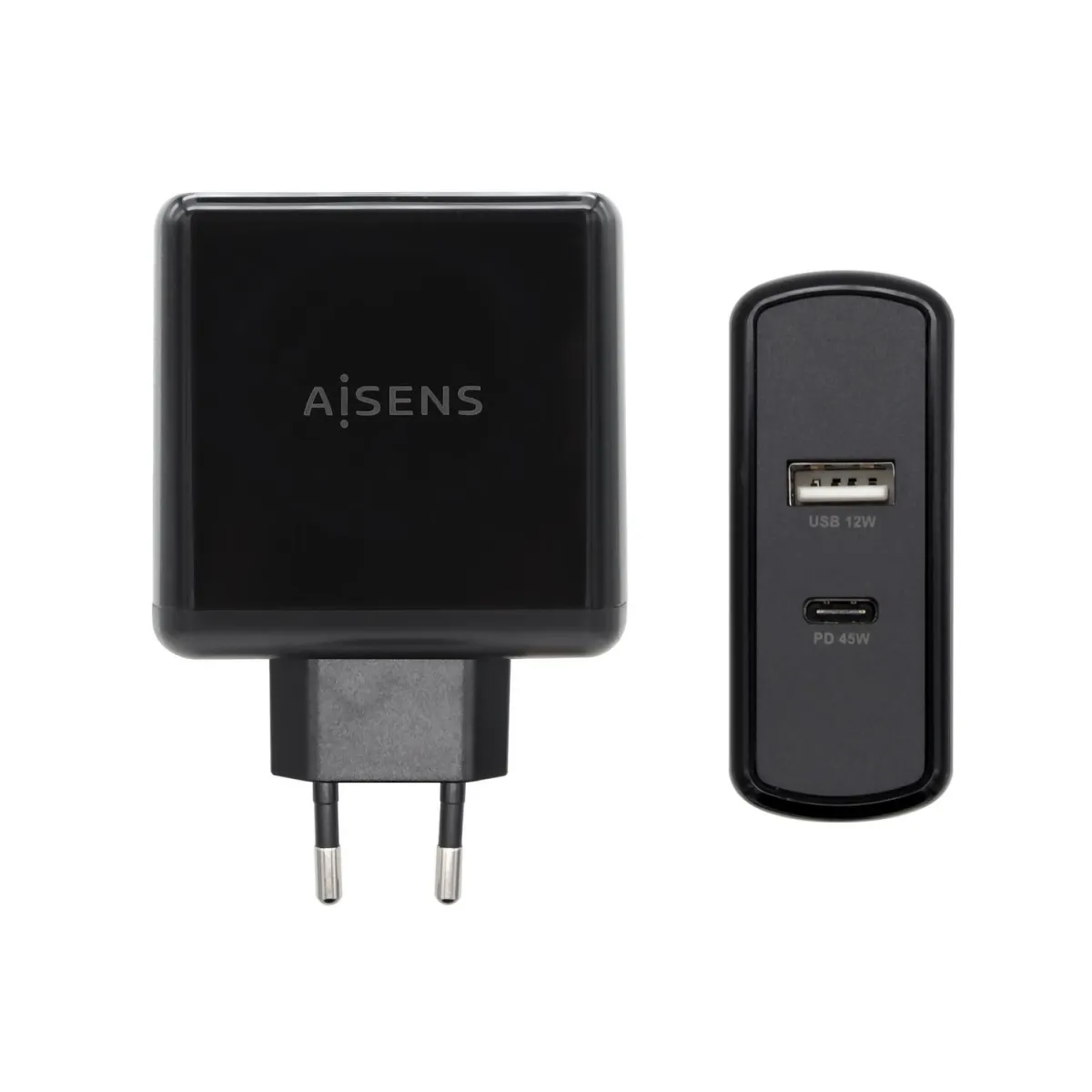 Aisens Cargador 57W, 1Xusb-C Pd3.0 45W, 1Xusb-A 5V/2.4A 12W, Negro