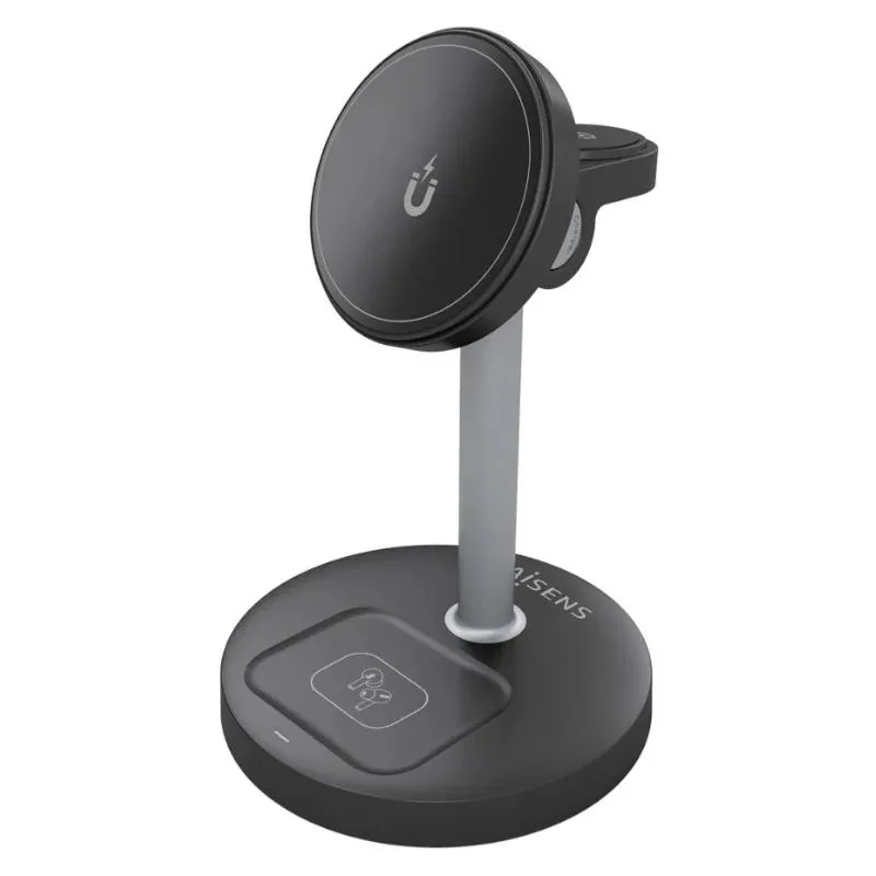 Aisens Cargador Inalámbrico Usbc 15W 3 En 1 Negro