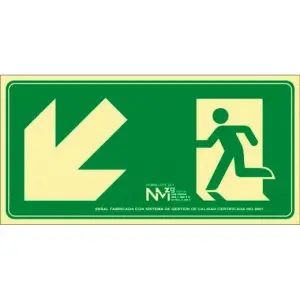 Archivo 2000 Señal "Evacuar Escalera Abajo Izquierda" 320x160mm PP 700 Micras Verde