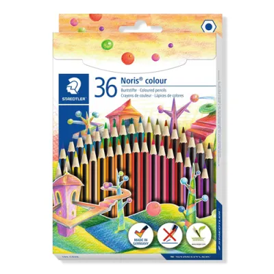 Staedtler Noris Colour 185 - Pack de 36 Lápices Hexagonales de Colores Wopex