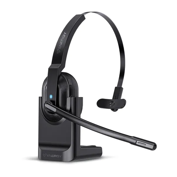 Energy Sistem Voice Pure Office Auriculares Inalambricos - Bluetooth 5.0, 2,4Ghz - Conexion Multipunto Telefono Y Ordenador - Microfono Con Cancelacion De Ruido - Color Negro