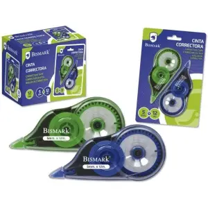 Bismark Pack de 2 Cintas Correctoras 5mm x 12m Cuerpo Transparente Ergonomicas