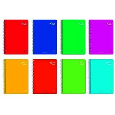 Pacsa Cuaderno Xtra Plus 80H Folio 90gr 4x4mm Tapa Dura Pack 5 Unidades Colores Surtidos