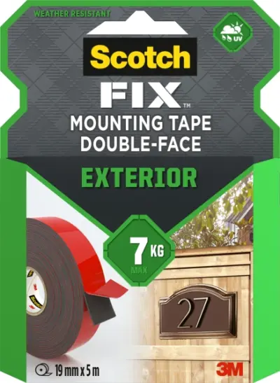 Scotch-Fix Cinta de Montaje Doble Cara para Exteriores 19mm x 10m Color Negro