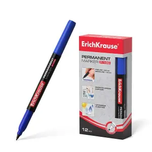 ErichKrause P-100 Marcador Permanente Punta Fina 0.5-1.2mm Azul Resistente al Agua y UV