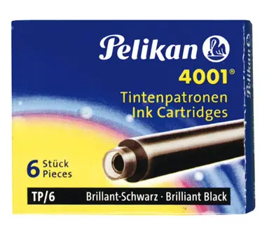 Pelikan 4001 TP/6 Pack de 6 Cartuchos de Tinta Negra para Plumas Estilográficas