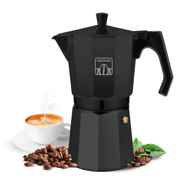 Cecotec Mokclassic 1200 Cafetera Italiana de Aluminio para 12 Tazas - Apta para Gas y Eléctrica - Color Negro