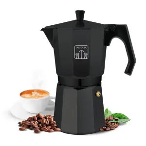 Cecotec Mokclassic 1200 Cafetera Italiana de Aluminio para 12 Tazas - Apta para Gas y Eléctrica - Color Negro