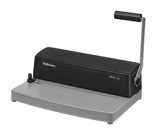 Fellowes Encuadernadora Manual A4 Metal 25 Espiral Metálico, Perfora 10 Hojas, Encuaderna 450 Hojas