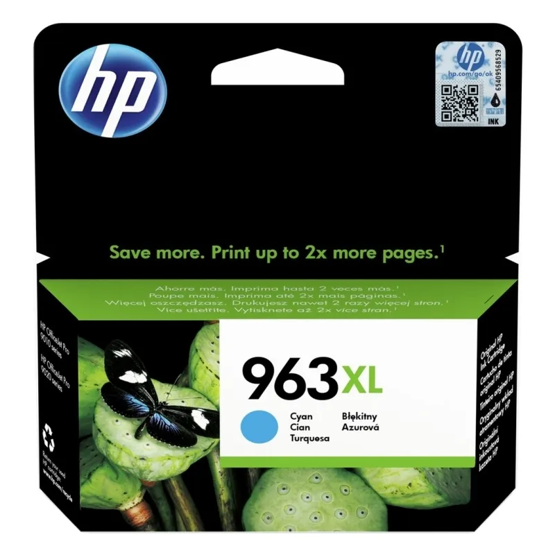 HP Cartucho de Tinta Cian Nº 963XL para OfficeJet Pro 9010, 9012, 9014, 9015, 9016, 9019, 9020, 9022, 9025