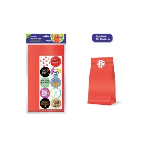 Bismark Pack de 10 Sobres Papel Kraft 50g con 10 Pegatinas - 19x36x6cm - Color Rojo