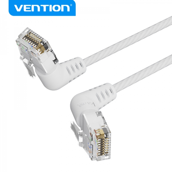 Vention Cable De Red Utp Rj45 Slim Cat.6A Cabeza Rotatoria Angulo 360º Recto - 1.5M - Color Blanco