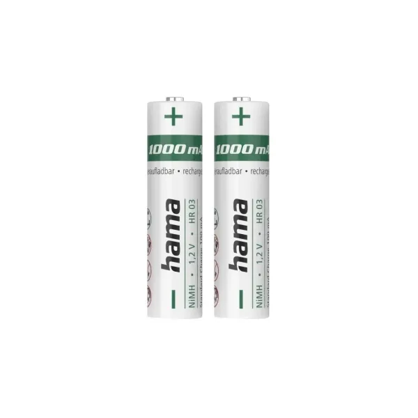 Hama Pack De 2 Pilas Recargables AAA NiMH 1.2V 1000mAh Color Blanco
