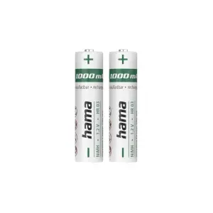 Hama Pack De 2 Pilas Recargables AAA NiMH 1.2V 1000mAh Color Blanco