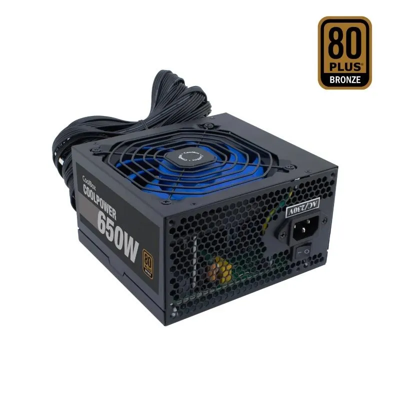 Coolbox CoolPower 650W Fuente de Alimentación ATX 12V - PFC Activo - Ventilador 120mm - 80+ Bronze