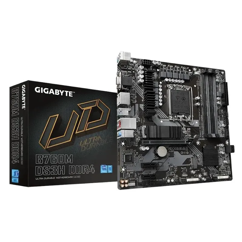 GIGABYTE B760M DS3H DDR4 Placa Base, Soporta CPUs Intel Core 14ª Gen, 2xPCIe 4.0, LAN 2.5GbE, USB 3.2 Gen2